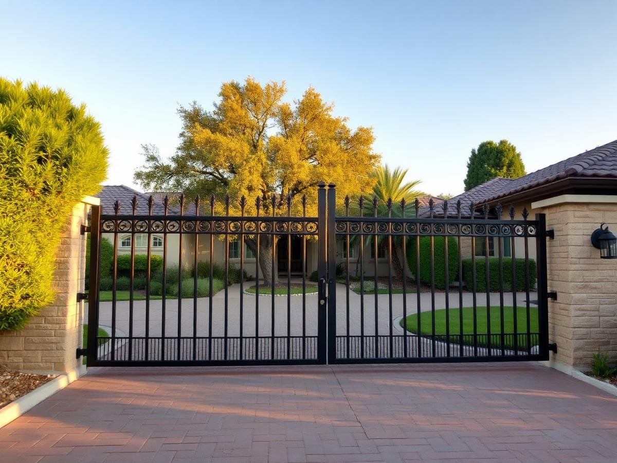Automatic wrought-iron driveway gate installed at a Sacramento area home